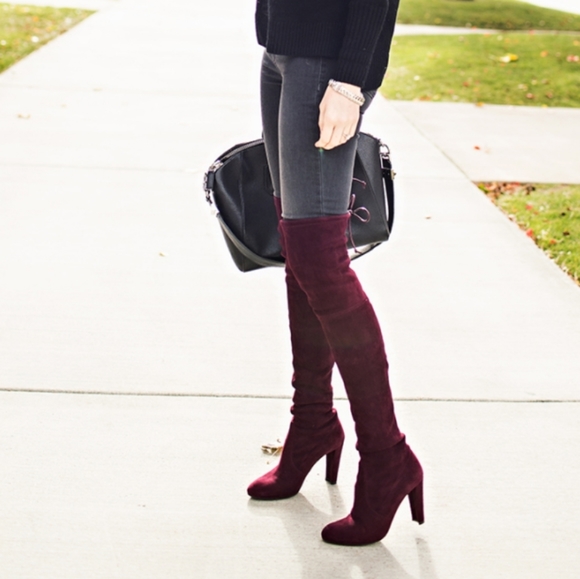 Unisa Shoes - Unisa Burgundy over the knee boots